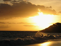 Boogie boarding at sunset on Makena's "Big Beach" (Oneloa)