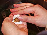 Sealing tapioca dough around filling