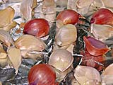 Fresh garlic and shallots for roasting