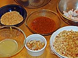 Toasted toppings and roasted chilli dressing