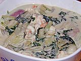 Leafy Greens (chard) Cooked in Coconut Milk with Shrimp