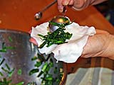 Filling rice flour dough with chopped chives